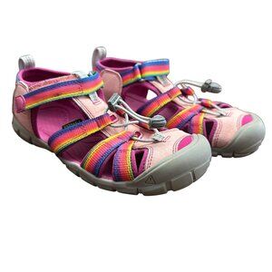 Keen Sandals Big Kids' 3 Girls Seacamp II CNX Pink Rainbow Waterproof Strappy